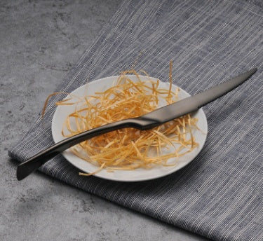 4PCS Set Black Stainless Steel Cutlery Korean Dinnerware Set Gifts Mirror Polishing Silverware Sets Scoop Knife and Fork Sets