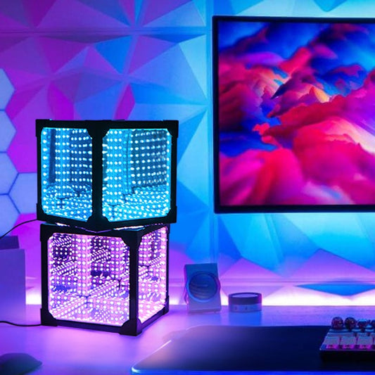 Mil espejos lámpara 3D cubo mágico sala de juegos luces LED ambientales decorativas
