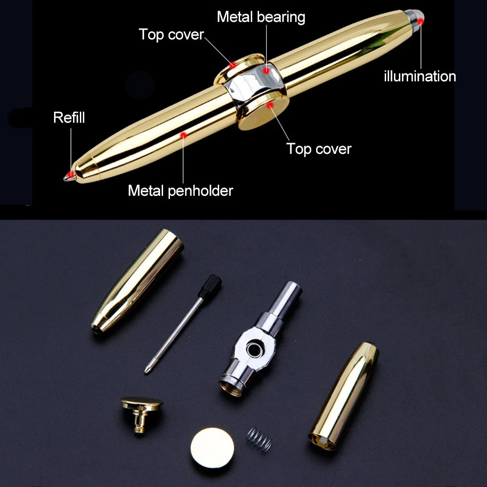 Bolígrafo giratorio de dedo de descompresión multifuncional, bolígrafos giroscópicos luminosos, juguete giratorio, bolígrafo con luz LED, bolígrafo giroscópico de Metal, regalo 