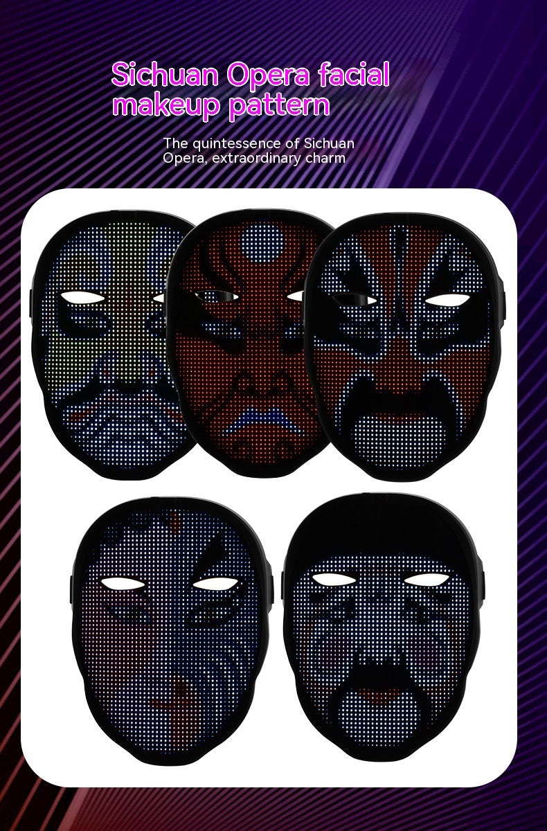 Máscaras faciales de Halloween Máscara luminosa LED a todo color Máscara que cambia de cara Accesorios de barra de fiesta